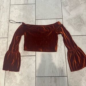 Forever 21 Orange Rust Pleated Skirt with Elastic Waist